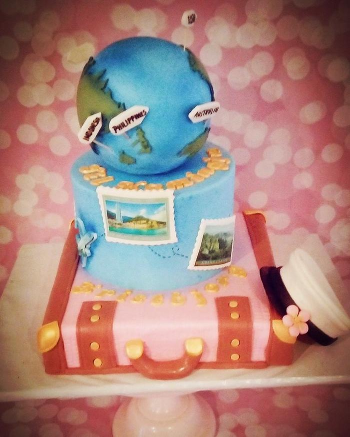 travel theme cake