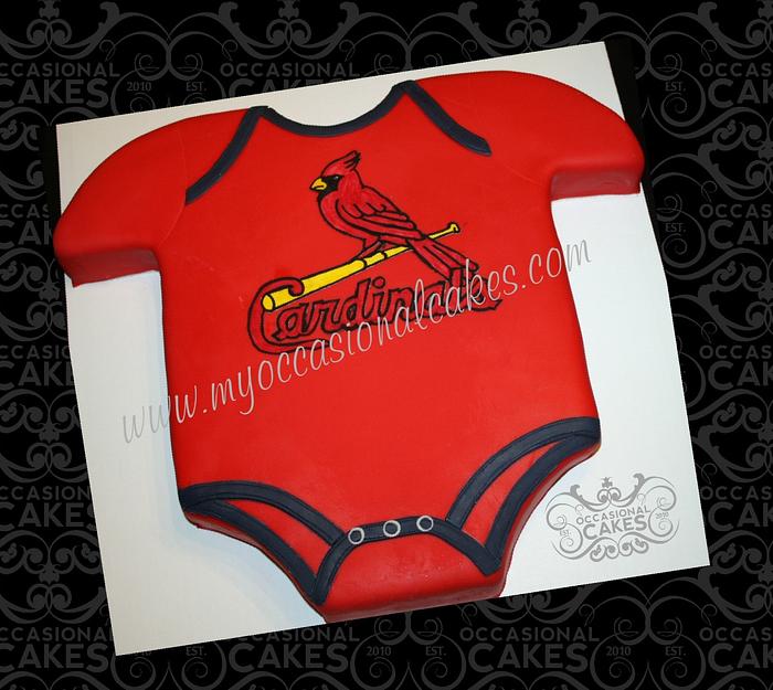 Cardinals Onesie - baby shower cake