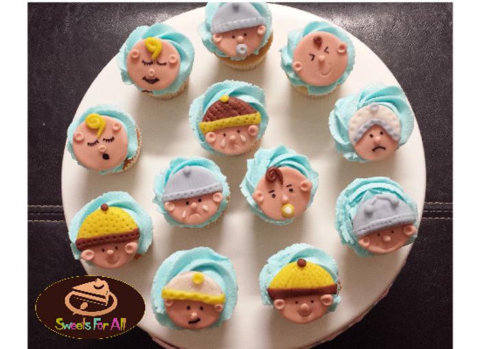 Baby Shower Boy Cupcakes with fondant toppers