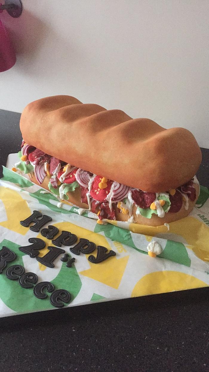 Subway sandwiche birthday cake 