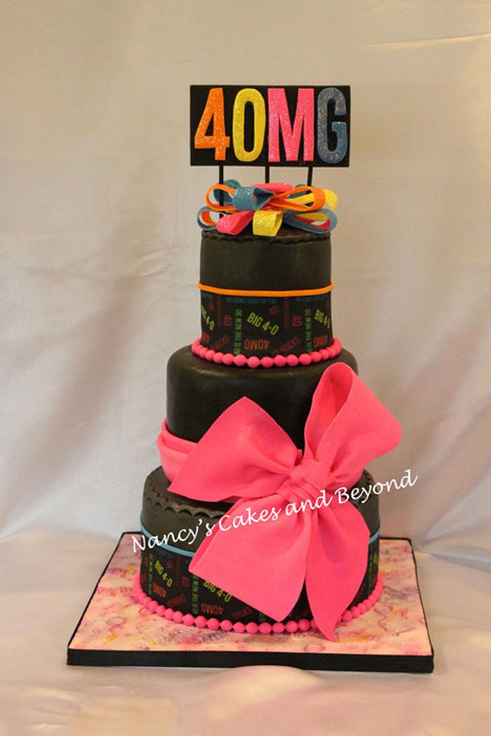 40th Birthday Black Fondant Cake