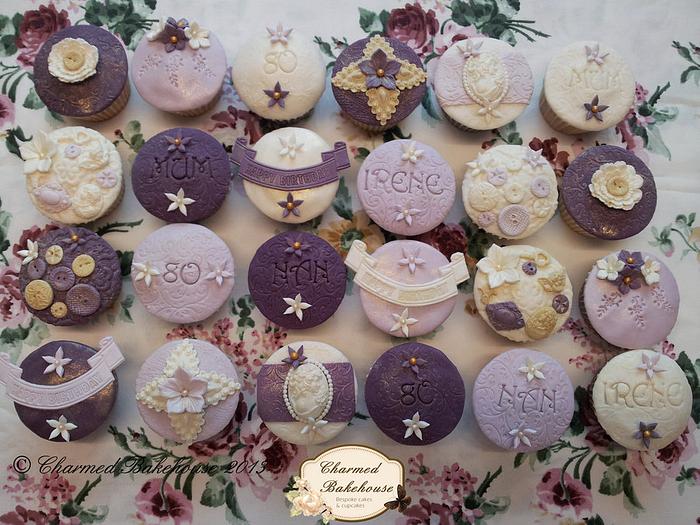 Vintage 80th Birthday Cupcakes