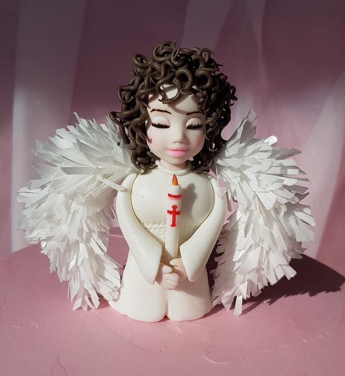 Curly angel cake topper