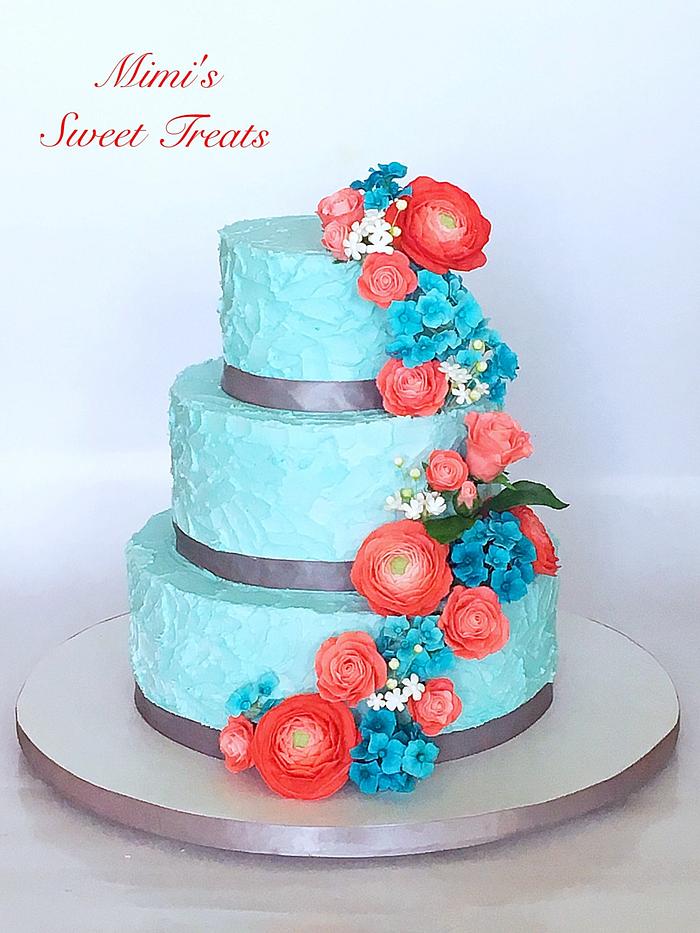 Cascading Floral Wedding Cake 