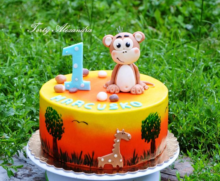 Safari moneky cake