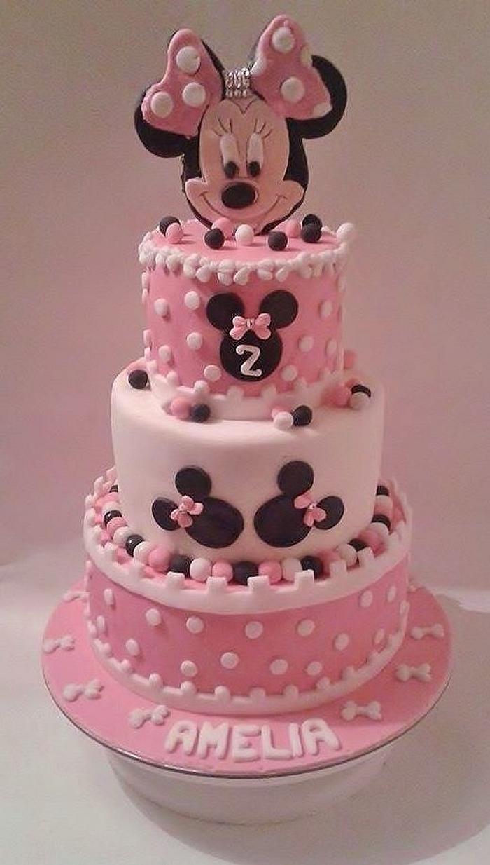 baby pink minnie mouse cake
