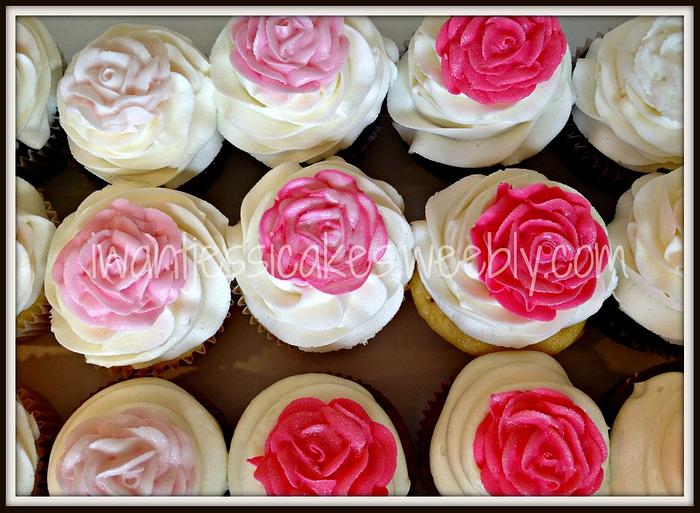 Pink rose cupcakes