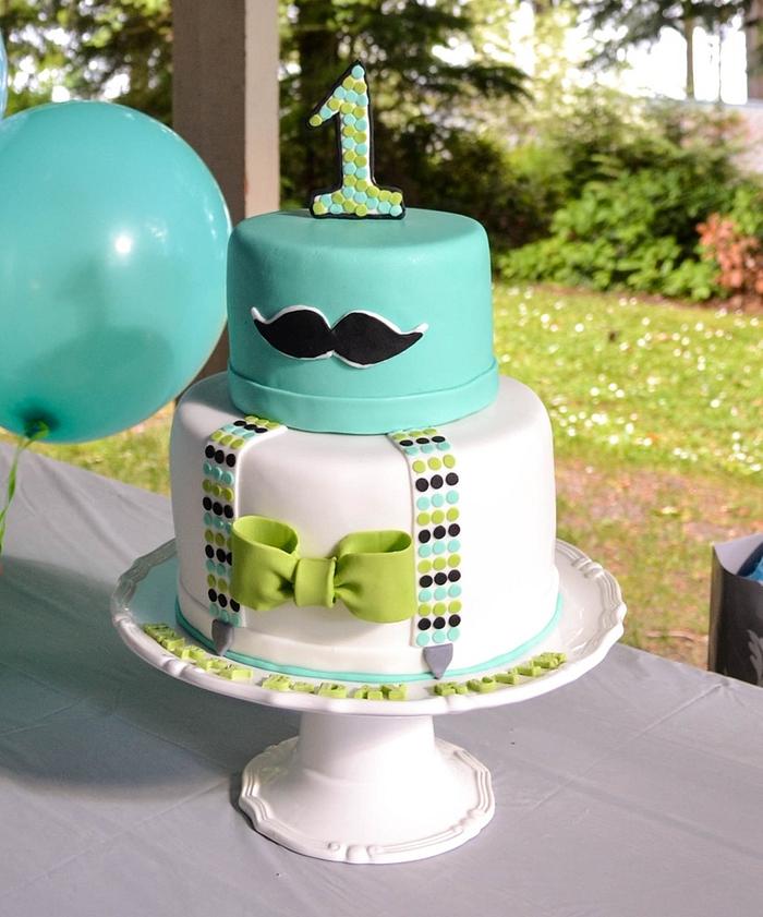 Fondant Mustache Cake Decorating for A Boy Birthday Party