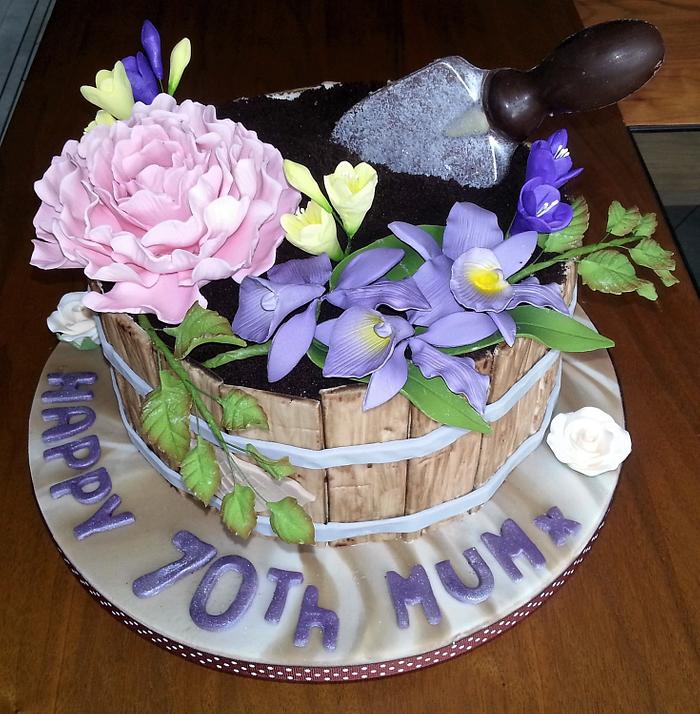 70th Flower basket cake