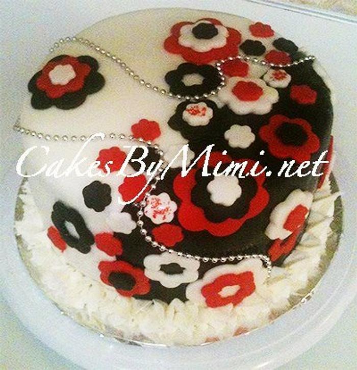 Red, White and Black Graduation Cake