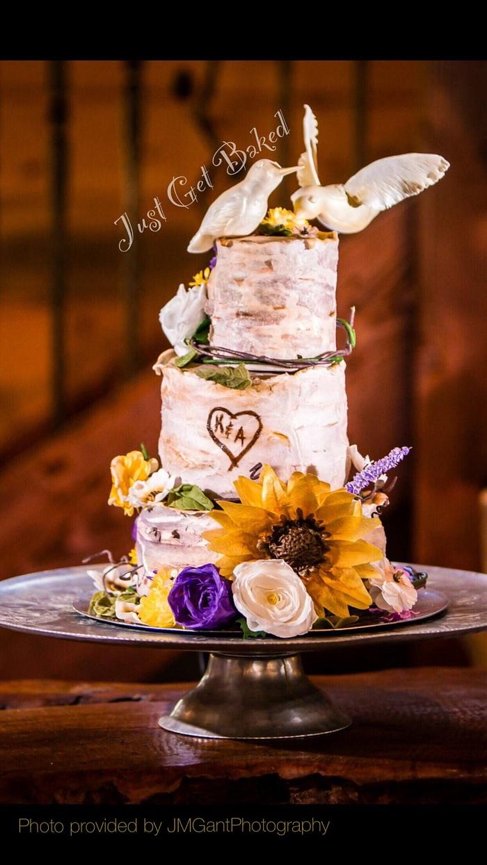 Birch tree wedding cake