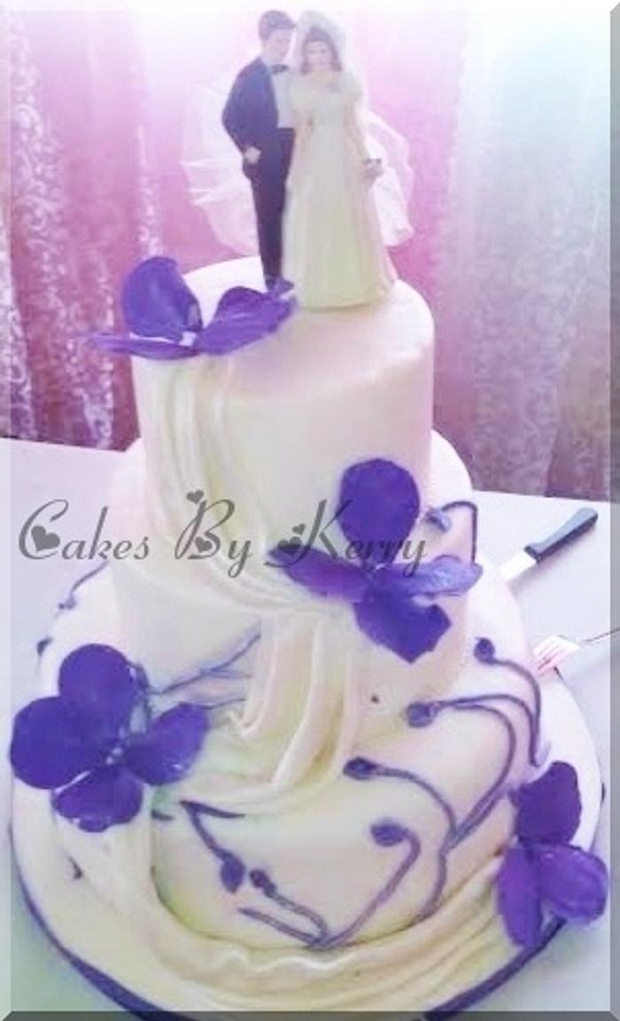 Purple and White Wedding cake