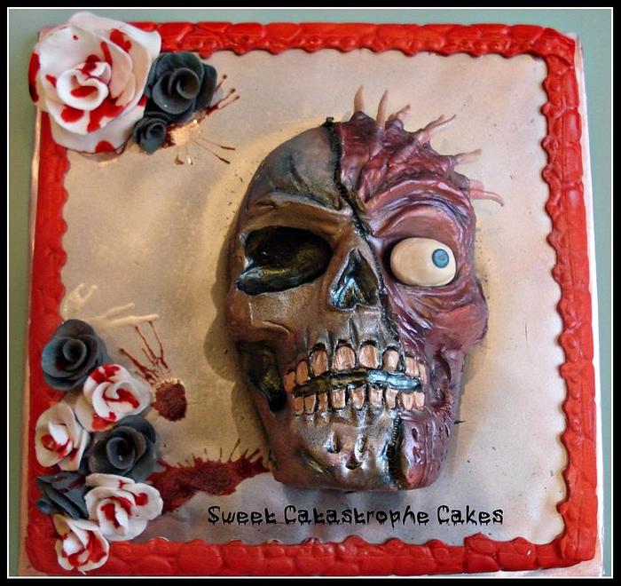 Two face skull cake