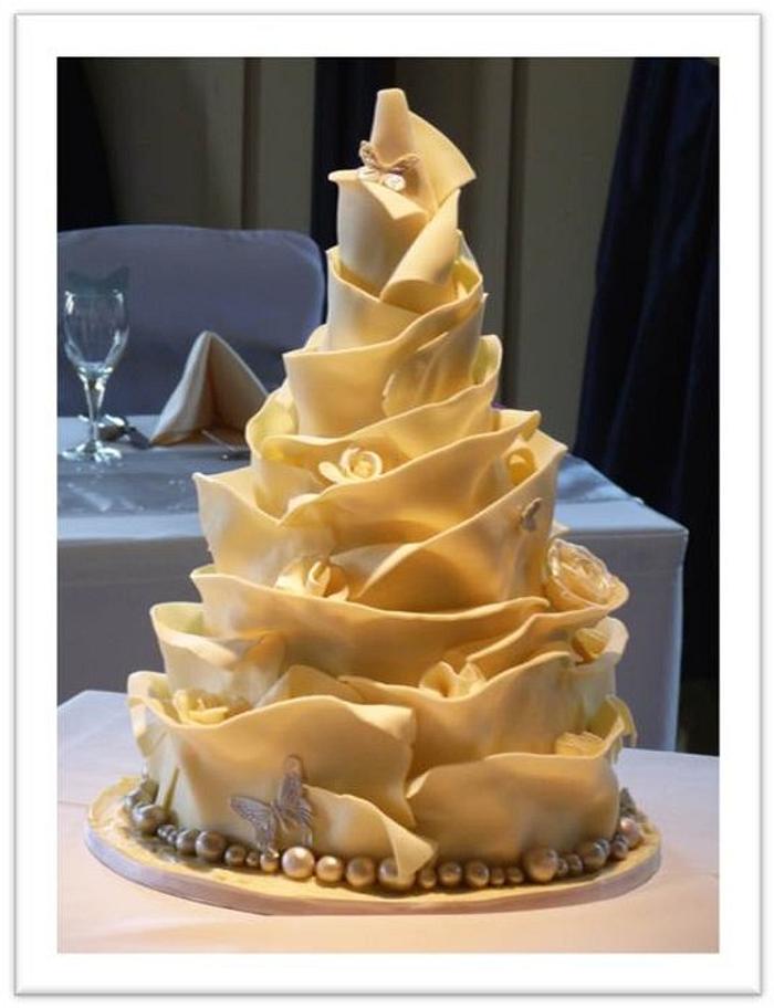 White chocolate wrap wedding cake