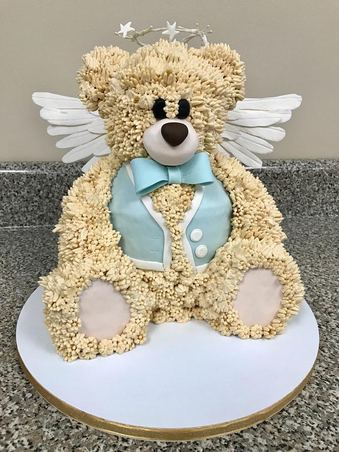 Heavenly Fuzz- Teddy Bear Baptism Cake