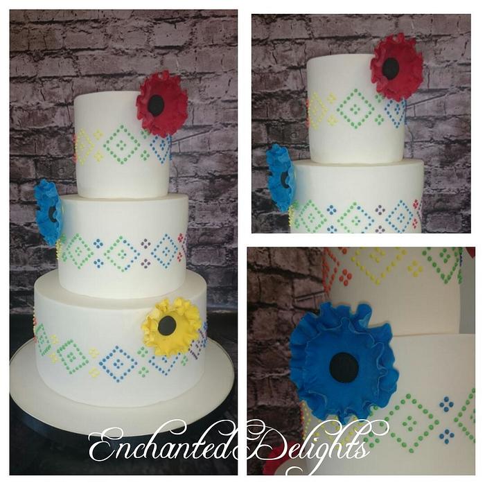 vibrant wedding cake 
