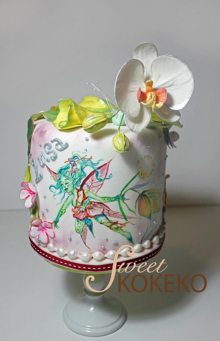 Fairy and Orchid Cake