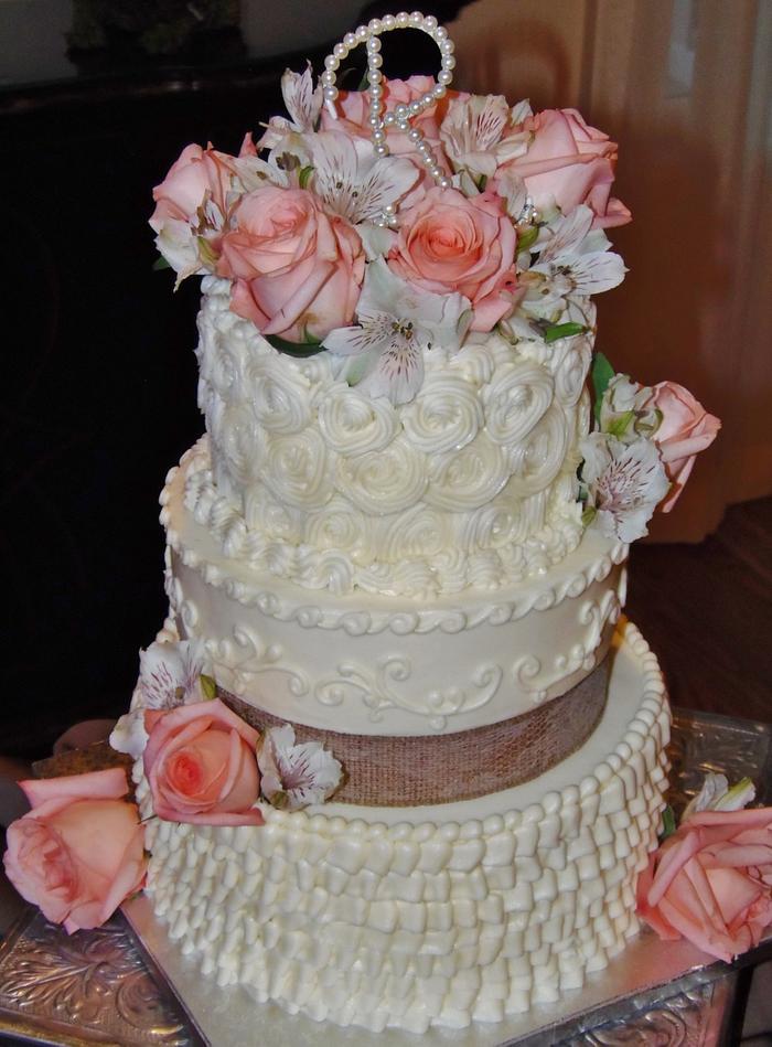Buttercream victorian rustic wedding cake