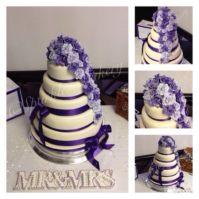 5 tier stacked wedding cake
