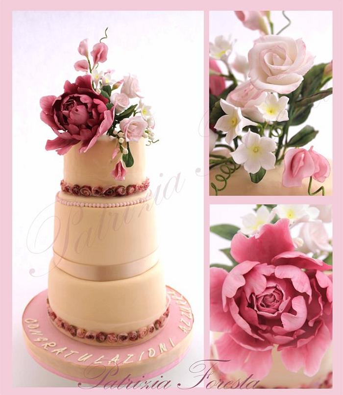 Romantic flowers cake