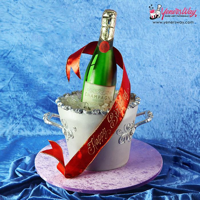 3D Champagne Bottle Ice Bucket Cake