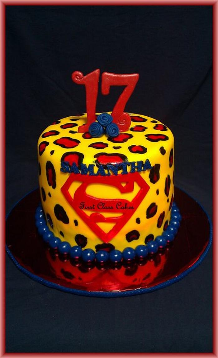 Superman Leopard Print Cake