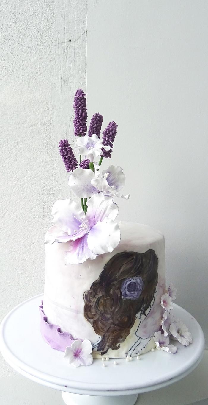 Bridal shower cake with gumpaste flowers 