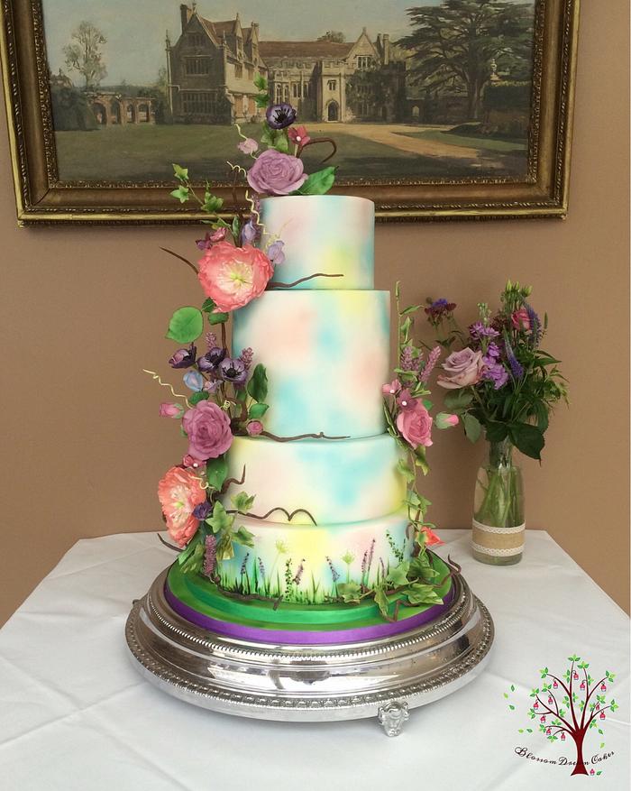 English country garden wedding cake