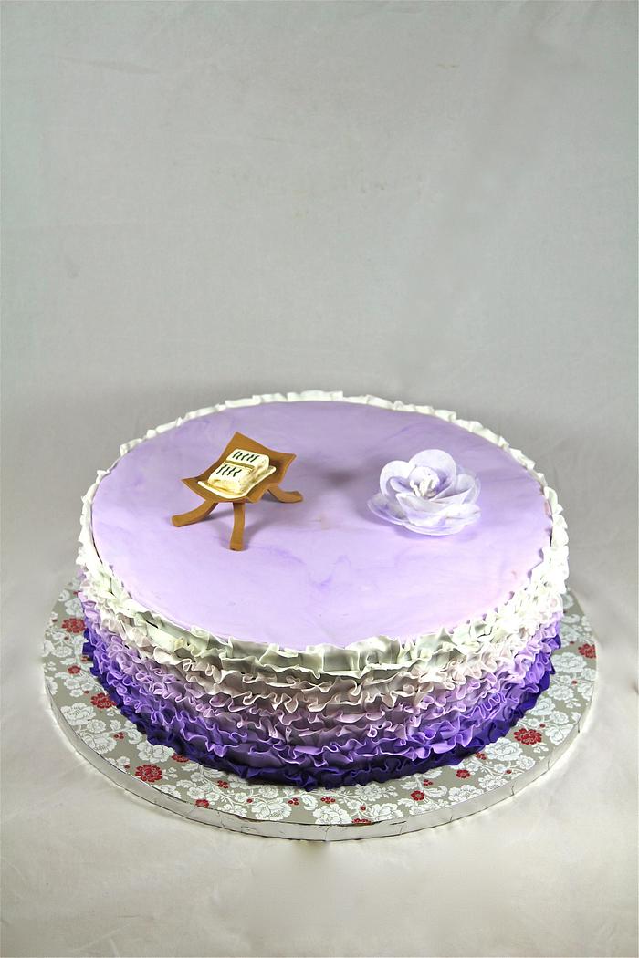 purple ombre ruffle cake