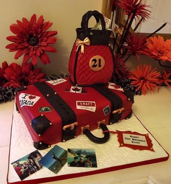 canadian suitcase and handbag cake :) x