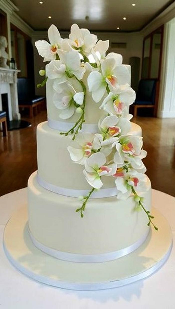 Classic Orchids Wedding Cake