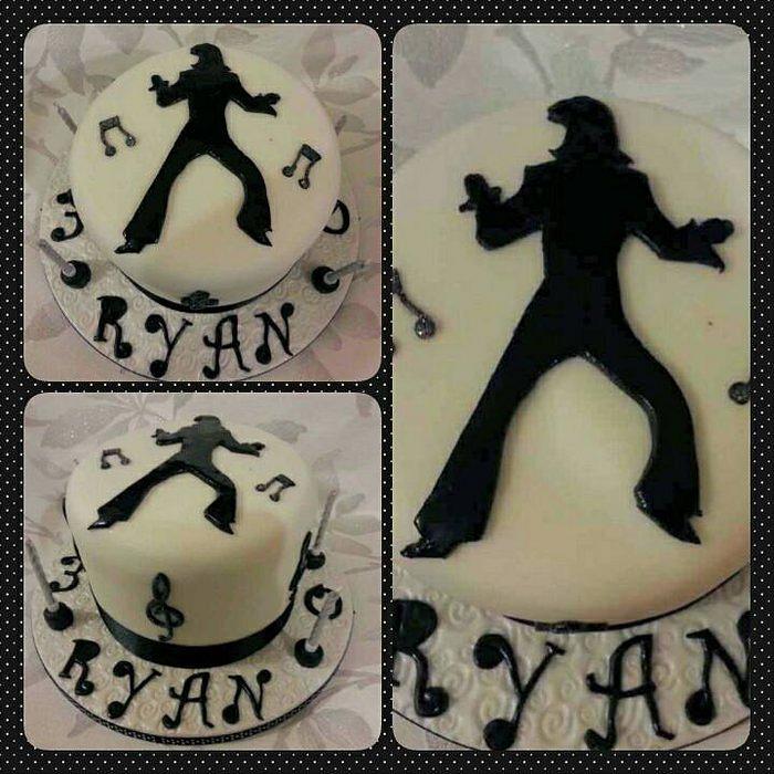 Black and White Elvis Presley Silhouette Cake !!
