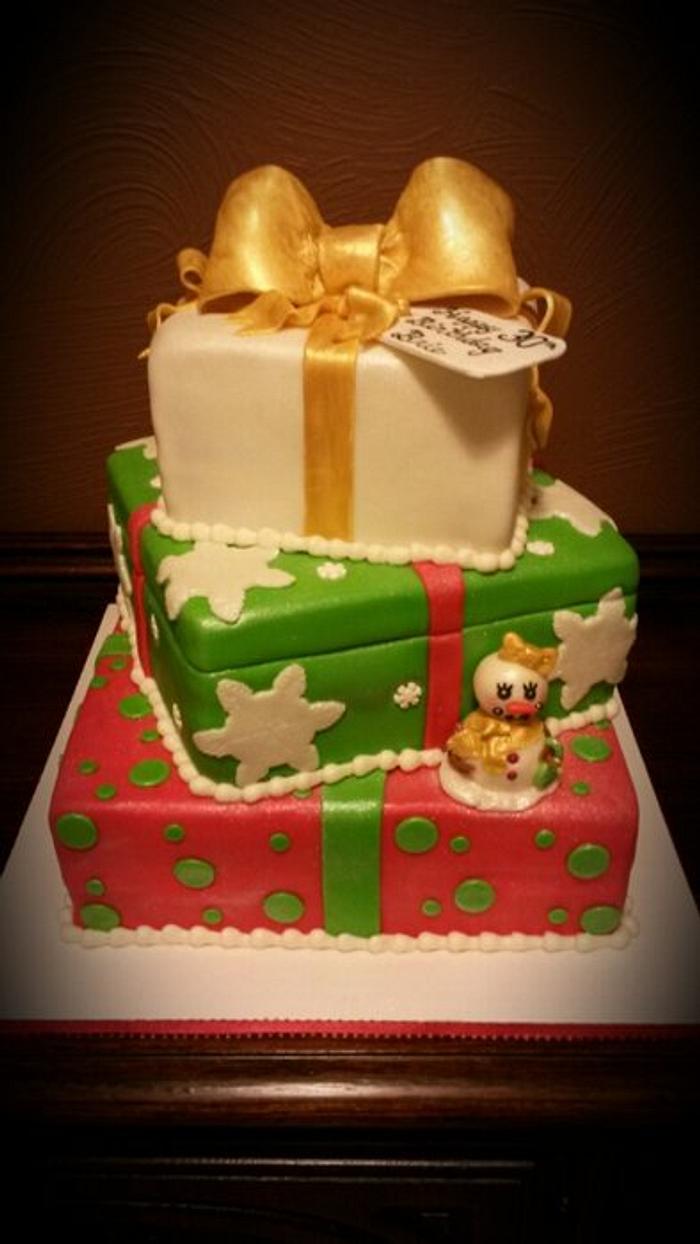 Christmas 30th Birthday Present Cake