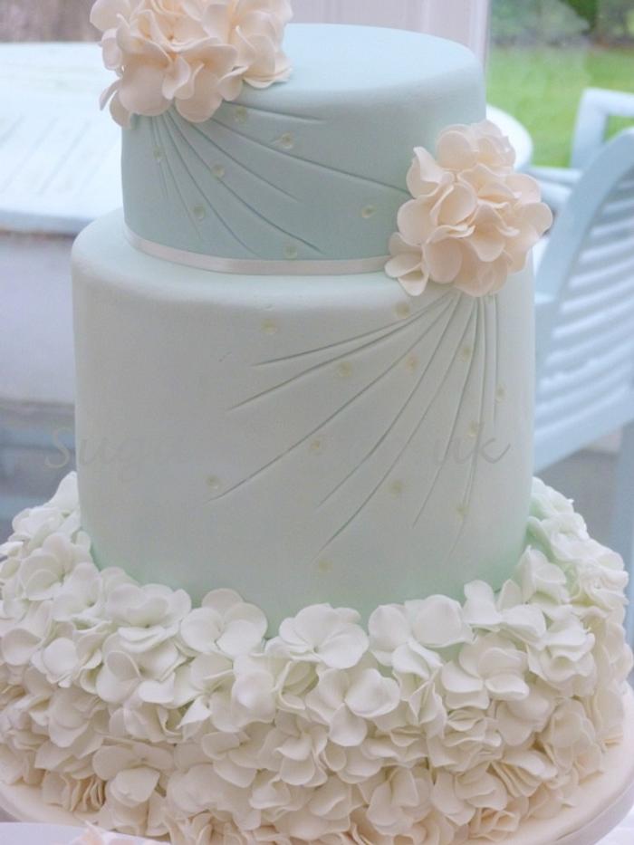 Ombre petal ruffle wedding cake