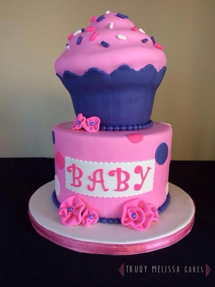 Giant Cupcake Baby Shower Cake 