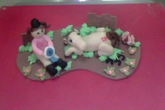 Girl and Horse / Cake Topper.