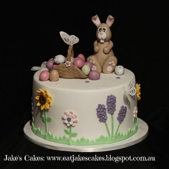 Easter Bunny and flower cake
