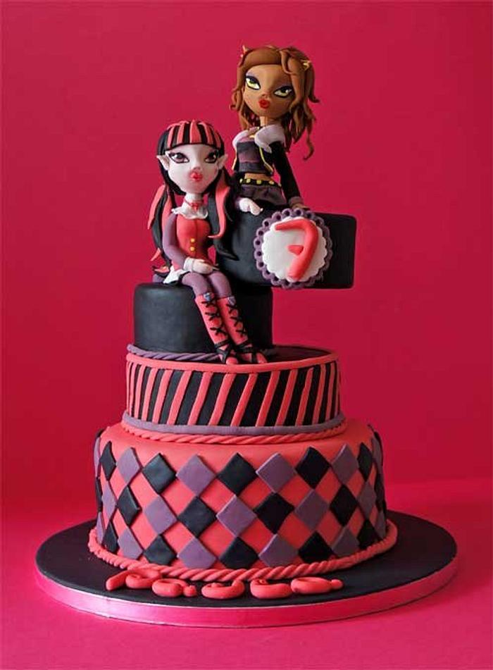 Monster High Cake -Draculaura & Clawdeen-
