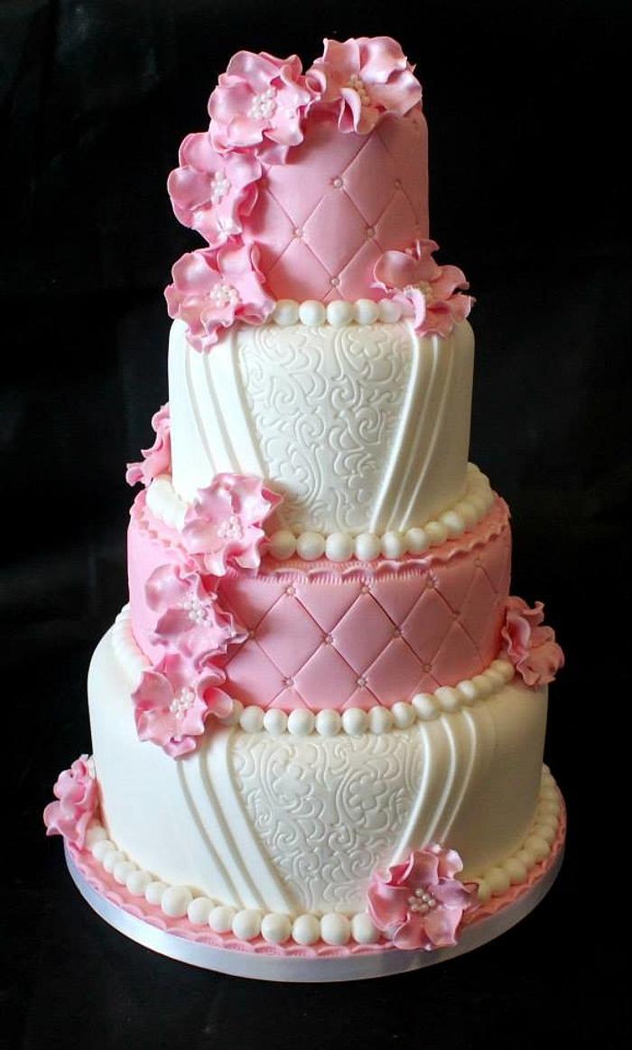 Pink & White Wedding Cake