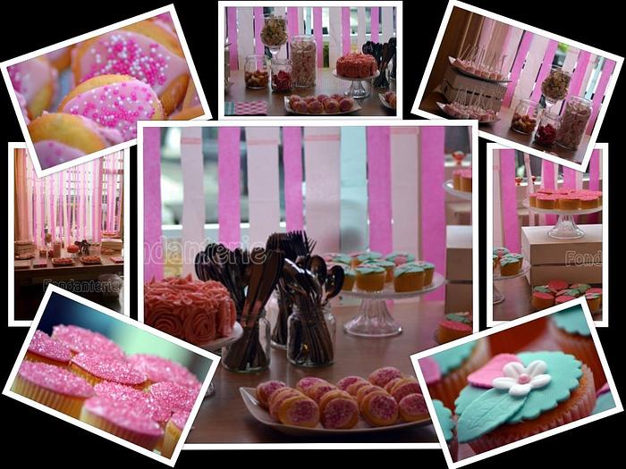 Minty pink sweet table