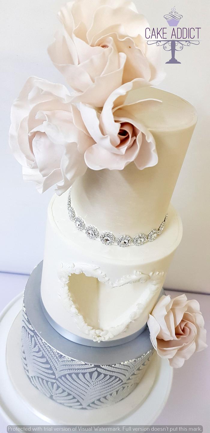 Heart shape wedding cake