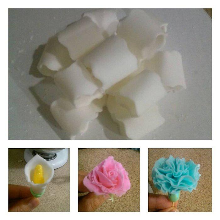 Fondant Bow, Rose ,Calla lily and carnation flowers... 