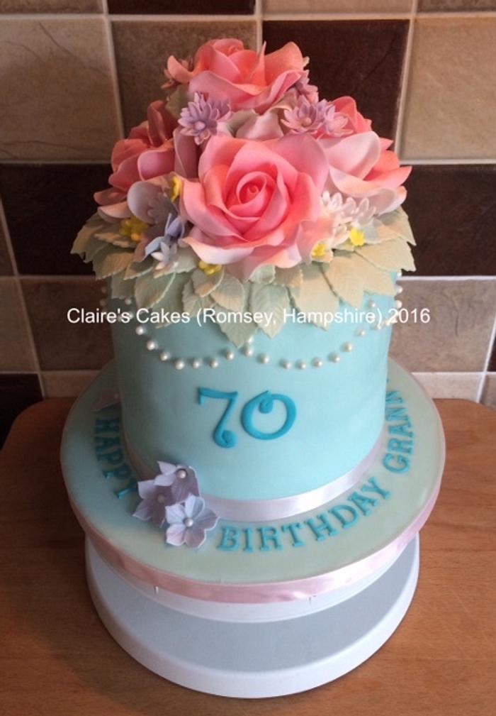 Floral 70th cake