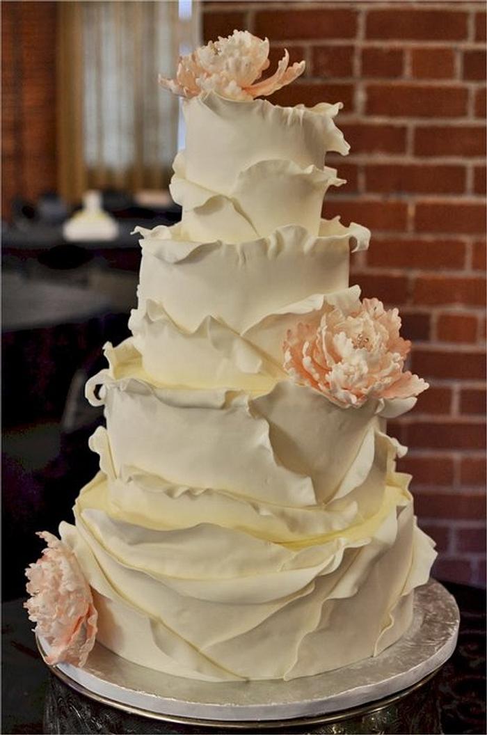 Curled Peony Wedding Cake