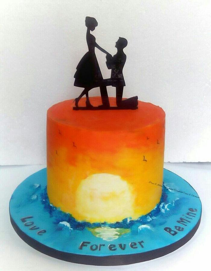 Sunset Theme Engagement Cake