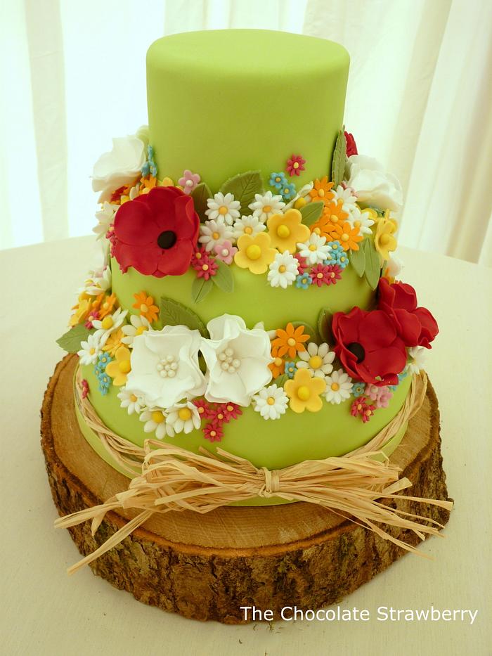 Green Floral Wedding cake