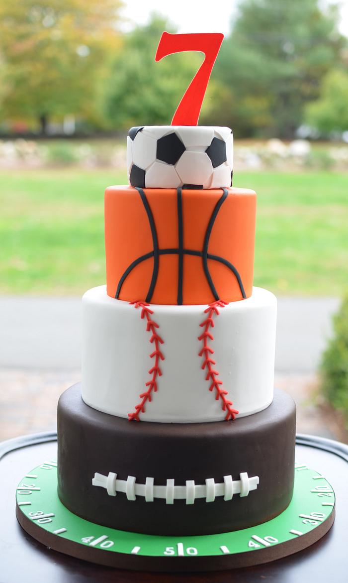 Sports themed 50th birthday cake | This cake was made for a … | Flickr