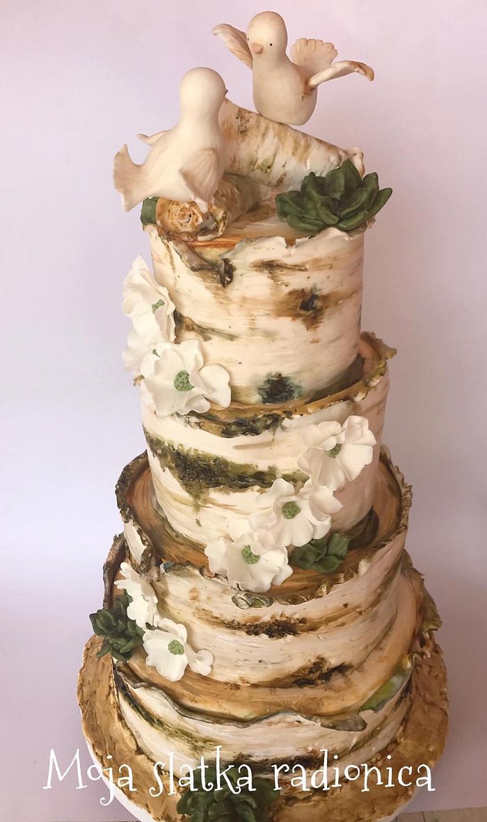 Bark wedding cake 