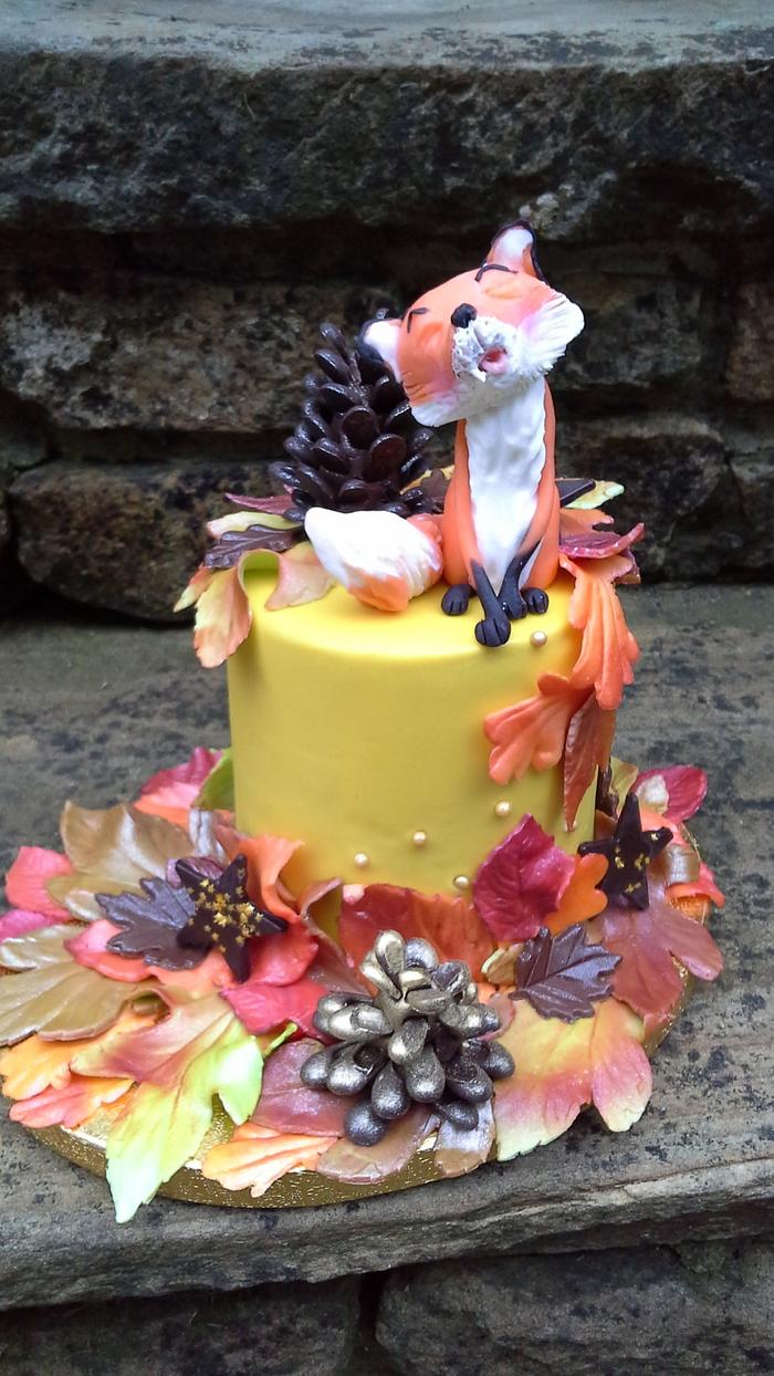 Autumn fox birthday cake