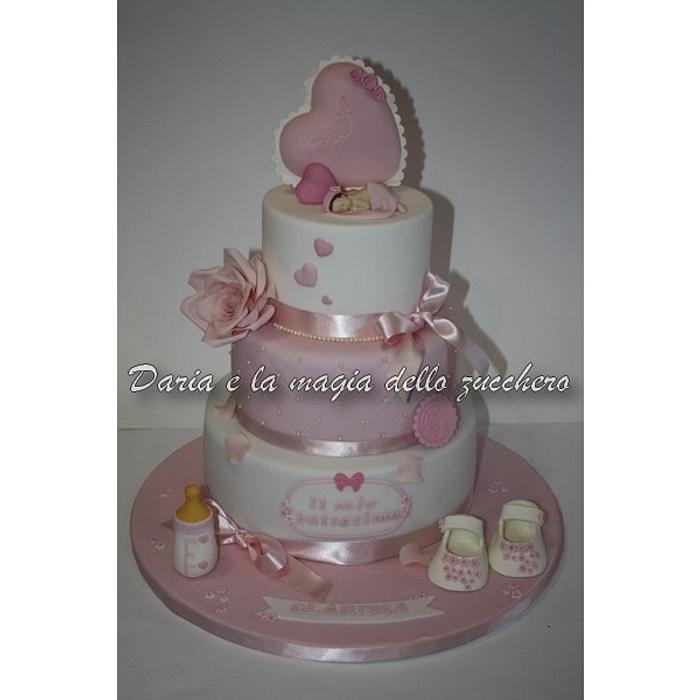 Romantic baptism cake
